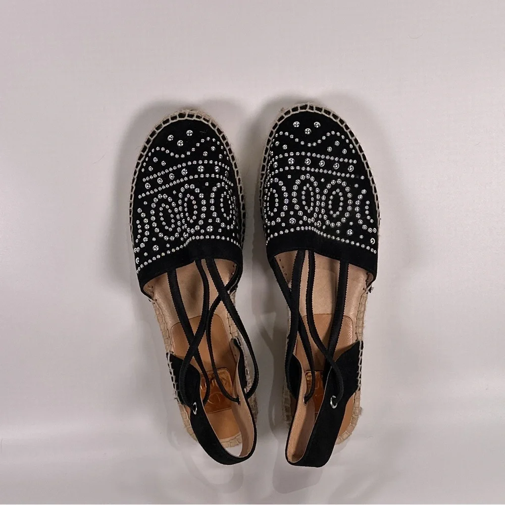 Kanna Women Studded Espadrille Slingback Sandals Black EU 39 Spain